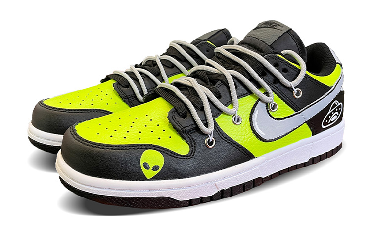 Lookbook 【定製球鞋】 NBA x Nike Dunk Low 來自外星球 飛碟 外星人 解構風 手繪塗鴉 低幫 板鞋 GS 灰黑綠