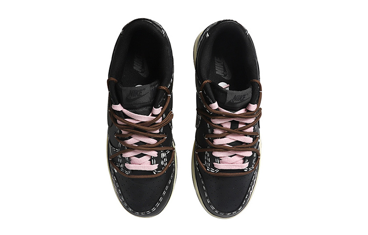 Shop 【定製球鞋】 NBA x Nike Dunk Low 二次元倒鉤 做舊Vibe風 雙x 復古 解構風 低幫 板鞋 GS 黑白粉