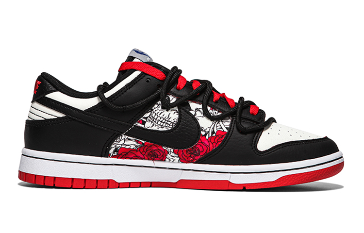 Order 나이키 NBA x 덩크 로우 '블랙 화이트 레드' (커스텀) DO6288-100(Teamfour-女款骷髅情人节)