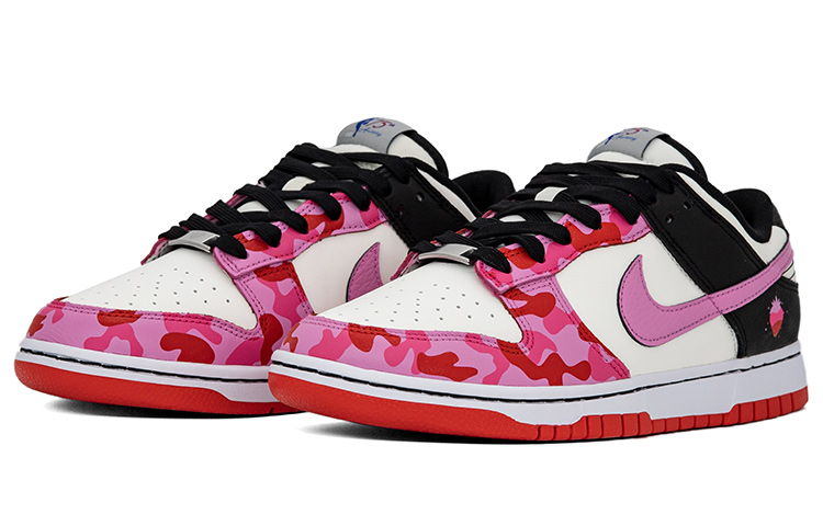 Lookbook [Nike Sepatu Kustom] NBA x Dunk Low 'Camo Stroberi Pink Kotor Graffiti' DD3363-100(Team肆-男款迷彩草莓黑白粉)