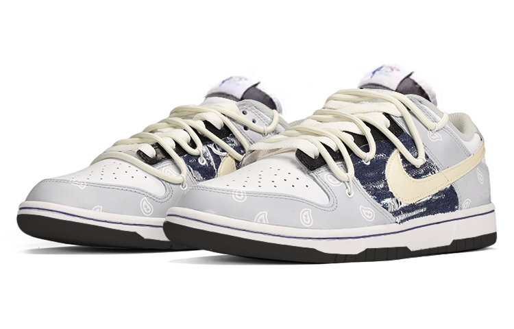 Lookbook [Kasut Custom] Nike NBA x Dunk Low ‘Denim Tampal Bunga Gajus’ DD3363-002(TeamE-男款牛仔贴布灰白蓝)