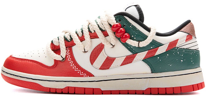custom-shoes-nike-nba-x-dunk-low-chicago-bulls-christmas-splatter-green-white-red