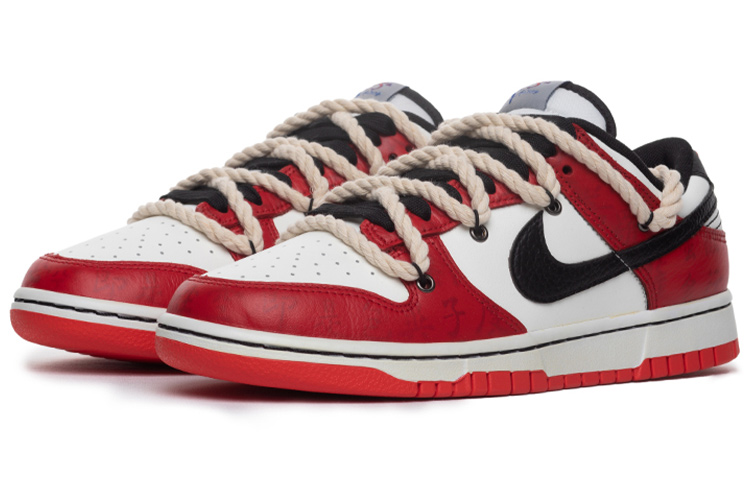 Lookbook [Kasut Custom] Nike NBA x Dunk Low 'Kaligrafi Cina - Merah Putih Hitam' DD3363-100(Team拾肆-男款书法解构红白黑)