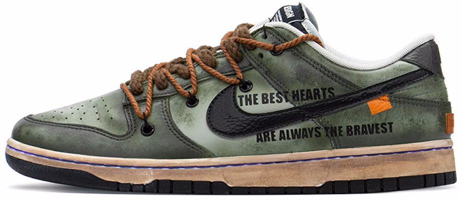 【定製球鞋】NBA x Nike Dunk Low 復古 解構鞋帶 做舊 特殊禮盒 低筒 板鞋 男款 軍綠 Buy 【定製球鞋】NBA x Nike Dunk Low 復古 解構鞋帶 做舊 特殊禮盒 低筒 板鞋 男款 軍綠