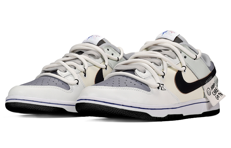 Lookbook ナイキNBA x ダンク ロー「デコンストラクト スマイリーキャンバス - グレー ホワイト」 DD3363-002(TeamE-男款帆布贴灰白)