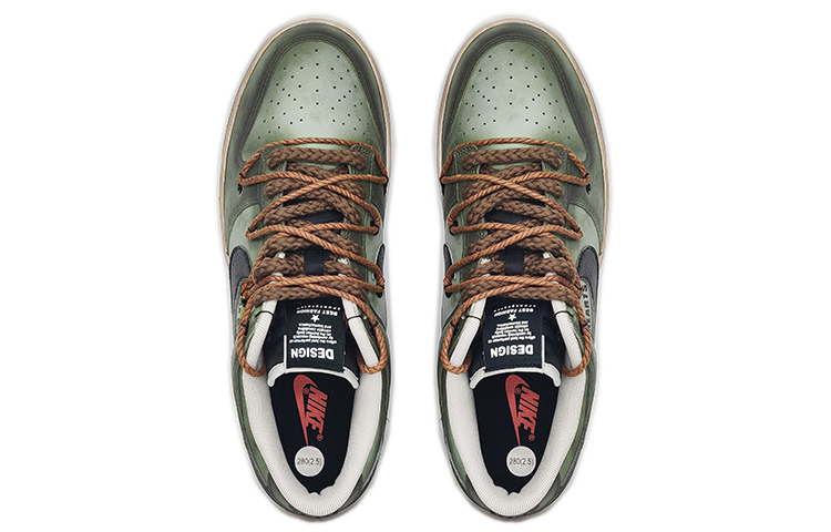 Shop [定制鞋款] Nike NBA x Dunk Low '解构蕾丝军绿色' DD3363-002(TeamA-男款潮男军绿S-BOX)