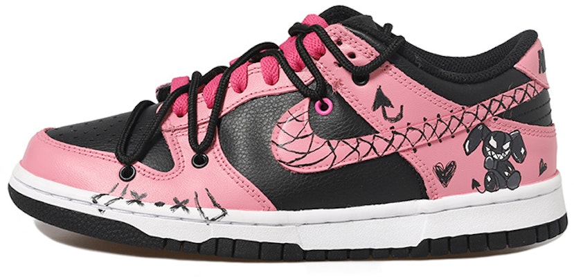 【定制球鞋】 NBA x Nike Dunk Low 雙X 邪惡圖 粉心 網勾 解構鞋帶 做舊Vibe風 低幫 板鞋 GS 粉黑 Buy 【定制球鞋】 NBA x Nike Dunk Low 雙X 邪惡圖 粉心 網勾 解構鞋帶 做舊Vibe風 低幫 板鞋 GS 粉黑