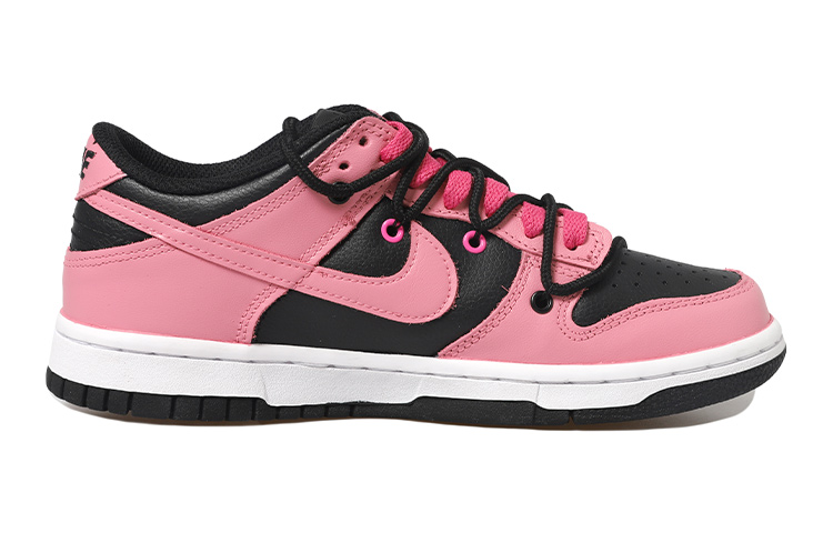 Order 【定制球鞋】 NBA x Nike Dunk Low 雙X 邪惡圖 粉心 網勾 解構鞋帶 做舊Vibe風 低幫 板鞋 GS 粉黑