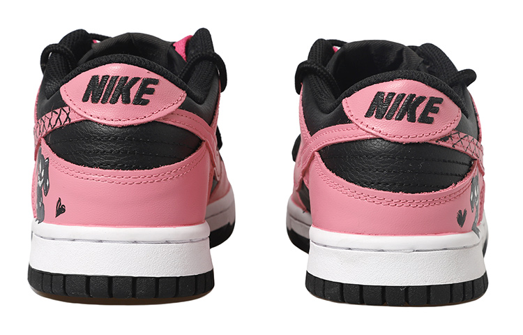 Purchase 【定制球鞋】 NBA x Nike Dunk Low 雙X 邪惡圖 粉心 網勾 解構鞋帶 做舊Vibe風 低幫 板鞋 GS 粉黑