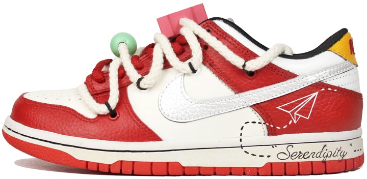 custom-shoes-nike-nba-x-dunk-low-paper-plane-distressed-white-red-silver