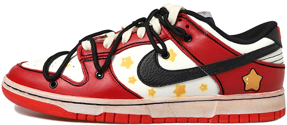 【定制球鞋】 NBA x Nike Dunk Low 星星 做舊Vibe風 二次元 解構鞋帶 低幫 板鞋 男款 紅白黑 Buy 【定制球鞋】 NBA x Nike Dunk Low 星星 做舊Vibe風 二次元 解構鞋帶 低幫 板鞋 男款 紅白黑