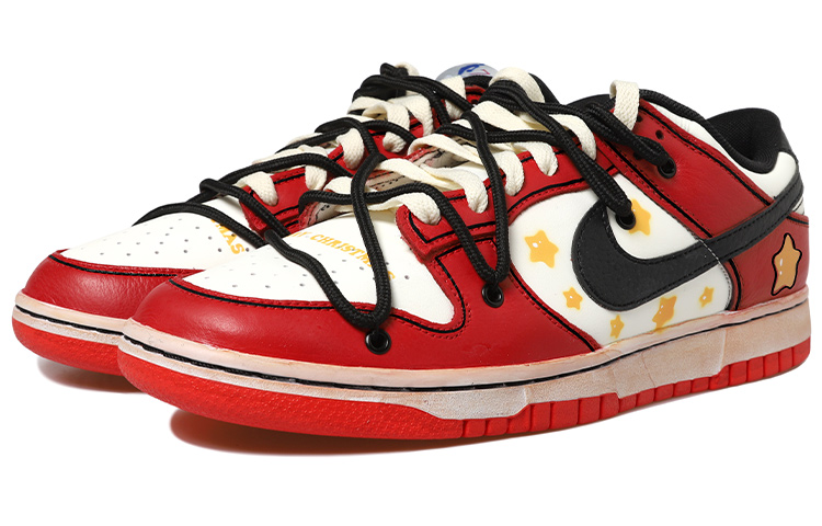 Lookbook 【定制球鞋】 NBA x Nike Dunk Low 星星 做舊Vibe風 二次元 解構鞋帶 低幫 板鞋 男款 紅白黑