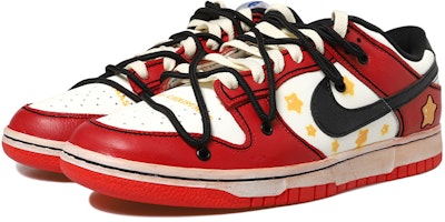 【定制球鞋】 NBA x Nike Dunk Low 星星 做舊Vibe風 二次元 解構鞋帶 低幫 板鞋 男款 紅白黑 Lookbook 【定制球鞋】 NBA x Nike Dunk Low 星星 做舊Vibe風 二次元 解構鞋帶 低幫 板鞋 男款 紅白黑
