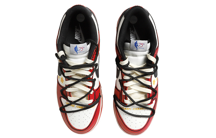 Shop 【定制球鞋】 NBA x Nike Dunk Low 星星 做舊Vibe風 二次元 解構鞋帶 低幫 板鞋 男款 紅白黑