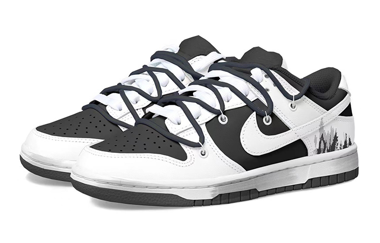 Shop 【定制球鞋】 NBA x Nike Dunk Low OKHR 熊貓 做舊Vibe風 杉樹 聖誕節 復古 解構風 低幫 板鞋 GS 白黑