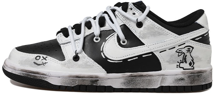 custom-shoes-nike-nba-x-dunk-low-white-cloud-rabbit-graffiti