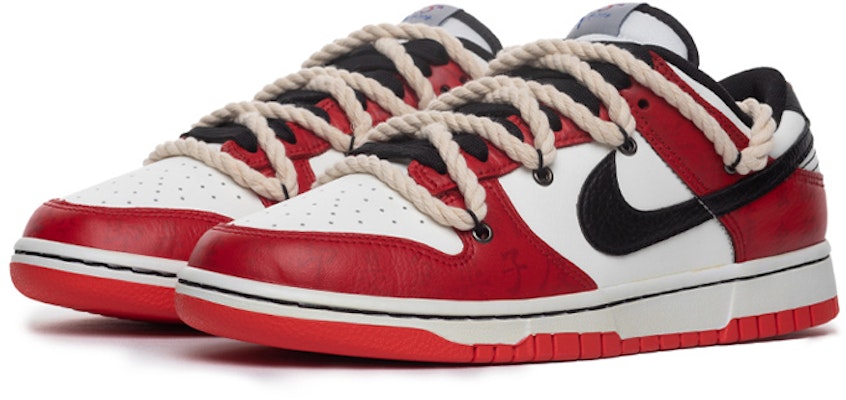 【定制球鞋】 NBA x Nike Dunk Low EMB “芝加哥” 中國風書法 佛系心經 芝加哥 雙鞋帶解構 復古做舊氧化 低幫 板鞋 GS 紅白黑 Lookbook 【定制球鞋】 NBA x Nike Dunk Low EMB “芝加哥” 中國風書法 佛系心經 芝加哥 雙鞋帶解構 復古做舊氧化 低幫 板鞋 GS 紅白黑