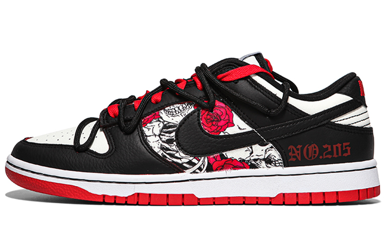 Buy Zapatillas Nike NBA x Dunk Low EMB 'Chicago Negro Blanco Rojo' DD3363-100(Teamfour-男款骷髅情人节)