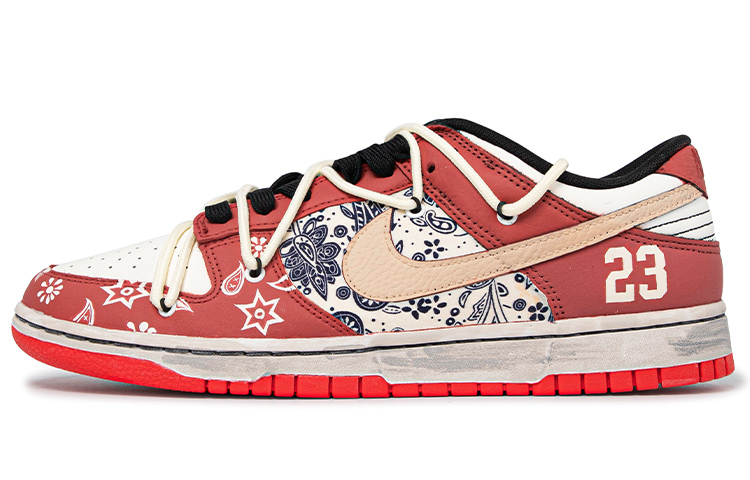 Buy 【定制球鞋】 NBA x Nike Dunk Low EMB "Chicago" 復古主題定制 芝加哥腰果花 高街 腰果花 情侶 低幫 板鞋 男款 紅白