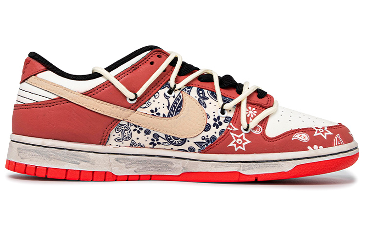 Order 【定制球鞋】 NBA x Nike Dunk Low EMB "Chicago" 復古主題定制 芝加哥腰果花 高街 腰果花 情侶 低幫 板鞋 男款 紅白