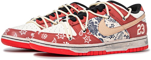 【定制球鞋】 NBA x Nike Dunk Low EMB "Chicago" 復古主題定制 芝加哥腰果花 高街 腰果花 情侶 低幫 板鞋 男款 紅白 Lookbook 【定制球鞋】 NBA x Nike Dunk Low EMB "Chicago" 復古主題定制 芝加哥腰果花 高街 腰果花 情侶 低幫 板鞋 男款 紅白