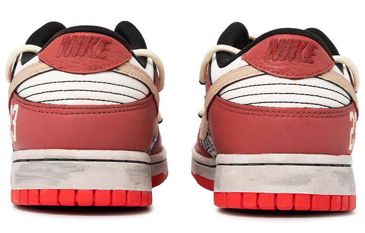 Shop 【定制球鞋】 NBA x Nike Dunk Low EMB "Chicago" 復古主題定制 芝加哥腰果花 高街 腰果花 情侶 低幫 板鞋 男款 紅白