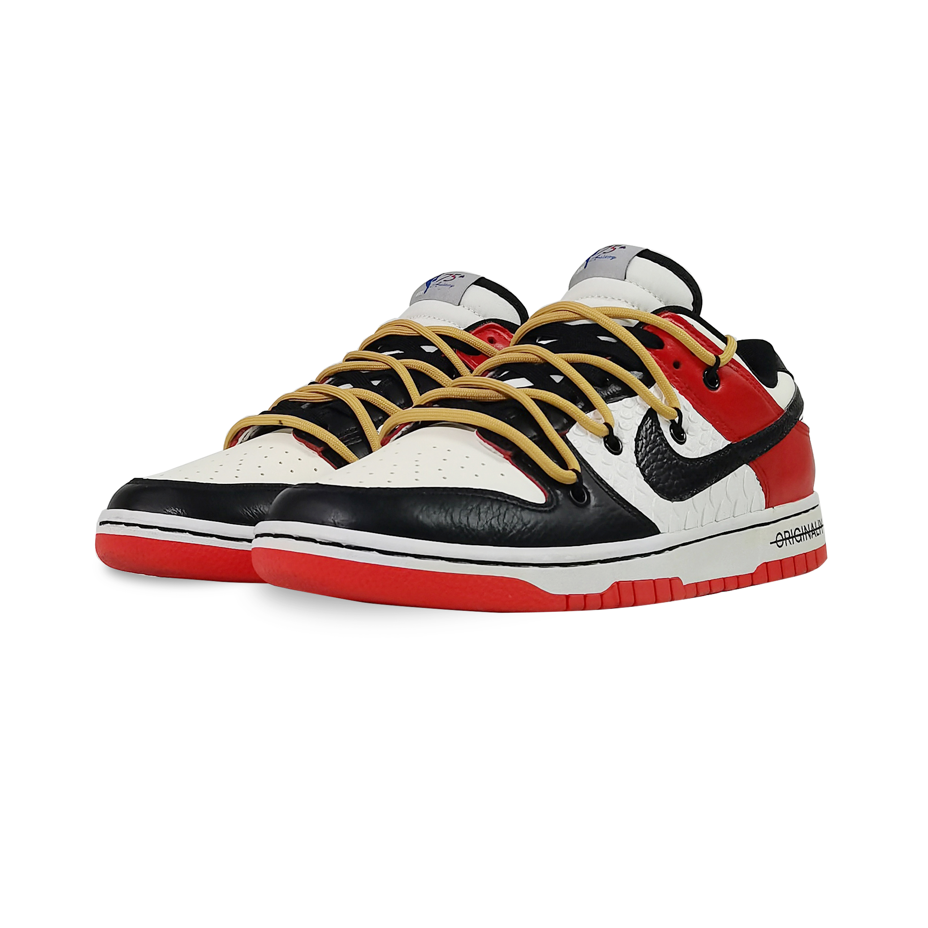 Lookbook [Sepatu Kustom] Nike NBA x Dunk Low EMB 'Chicago Dual Lace' DD3363-100(TeamG-男款红蛇）