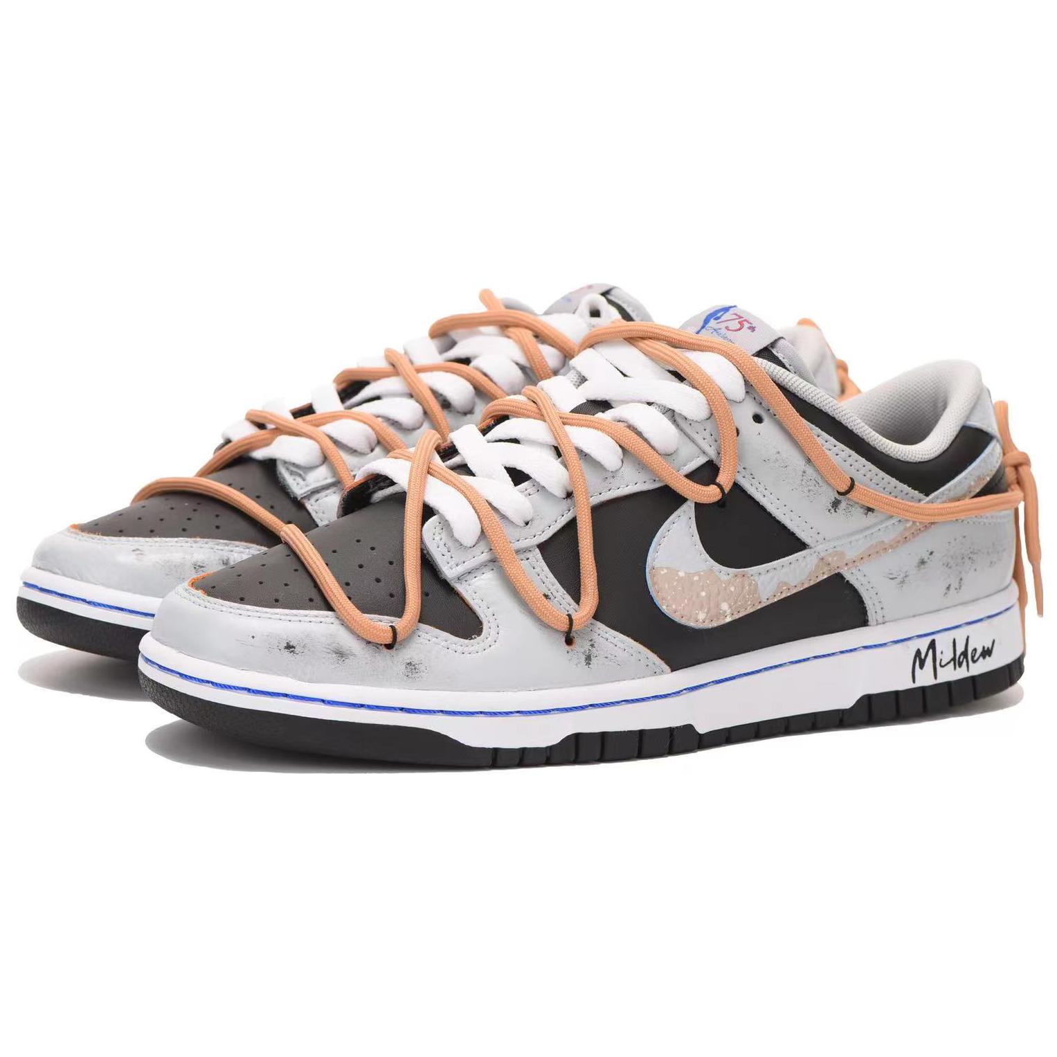 Lookbook [Nike Sepatu Kustom] NBA x Dunk Low EMB 'Industrial Cement Black Grey' DD3363-002(Team32-男款发霉做旧)