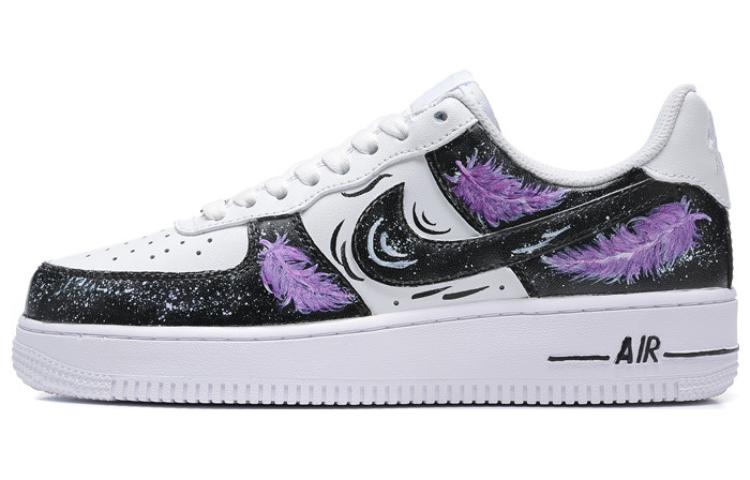 Shop [定制鞋] 耐克 Off-White x 空军1号低帮'璀璨羽黑白' CW2288-111(Team54-男款星空羽毛)