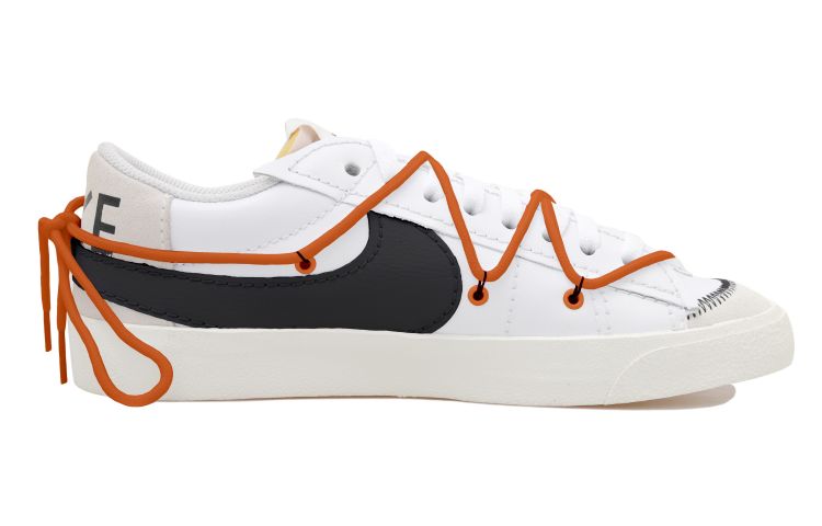 Order [Sepatu Kustom] Nike Off-White x Blazer Low 'Hitam Putih Oranye' DN2158-101(Team拾玖-低帮黑白S-BOX）