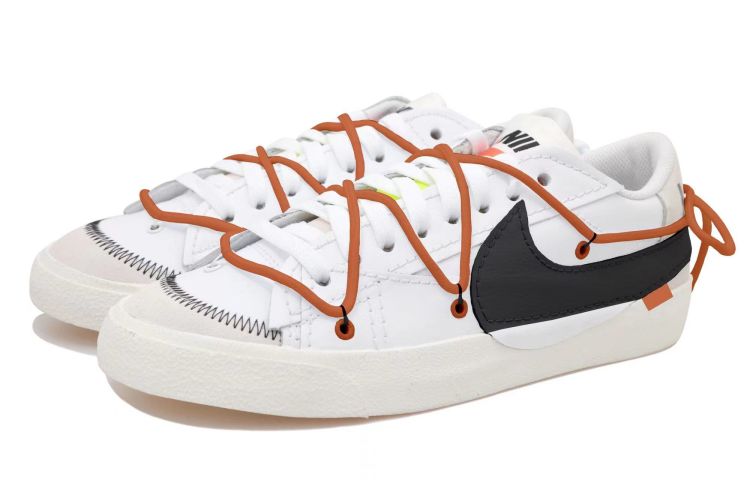 Lookbook [Sepatu Kustom] Nike Off-White x Blazer Low 'Hitam Putih Oranye' DN2158-101(Team拾玖-低帮黑白S-BOX）