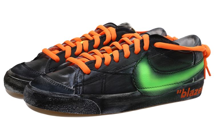 Lookbook 오프화이트 x 블레이저 로우 '블랙 그린 디컨스트럭티드' 커스텀 슈즈 DN2158-101(Team拾玖-低帮黑绿S-BOX）