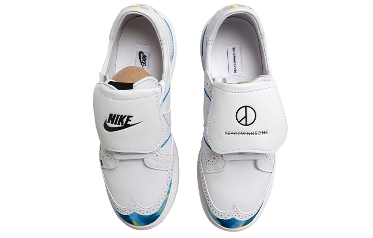 Shop 【定制球鞋】Peaceminusone x Nike Kwondo 梵高星空塗鴉 小雛菊 權志龍3.0 低幫 板鞋 男女同款 白藍綠