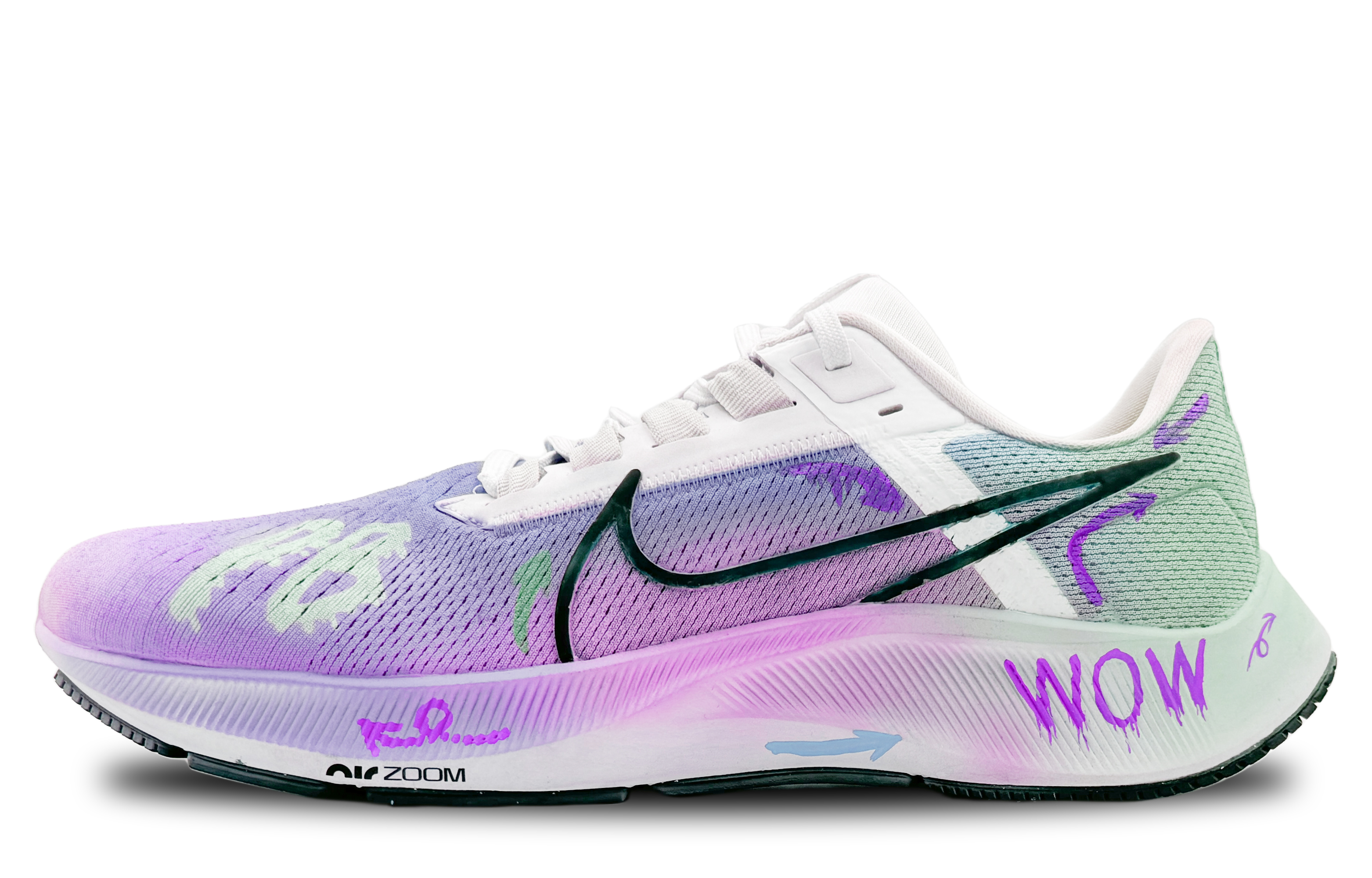 Order 【客製球鞋】 Nike Pegasus 38 畫中畫 心臟跳動 紫漸變 特殊禮盒 多巴胺 舒適 清爽減震防滑耐磨 低筒 馬拉松跑步鞋 男款 紫色