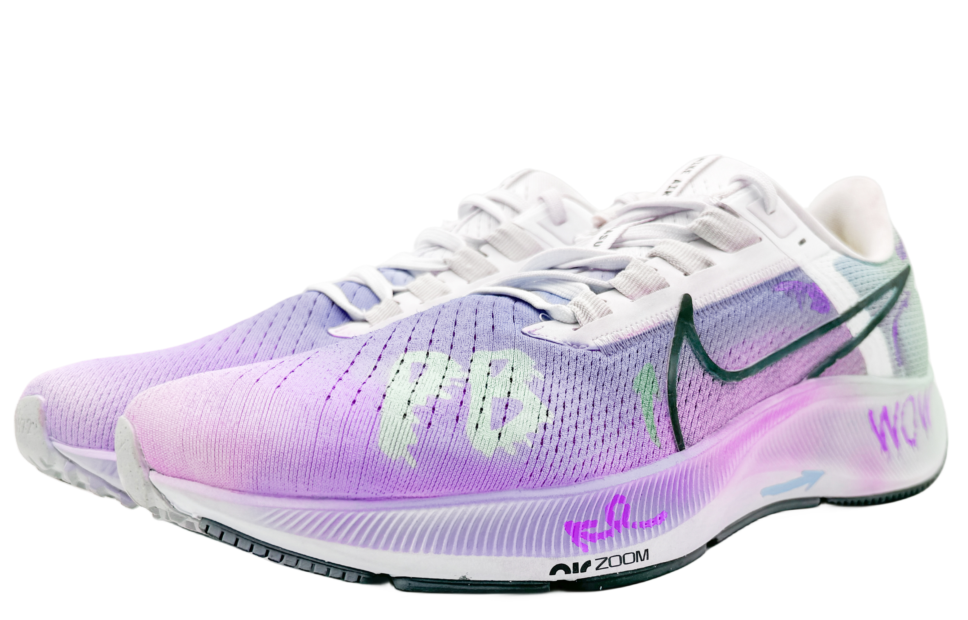 Shop 【客製球鞋】 Nike Pegasus 38 畫中畫 心臟跳動 紫漸變 特殊禮盒 多巴胺 舒適 清爽減震防滑耐磨 低筒 馬拉松跑步鞋 男款 紫色