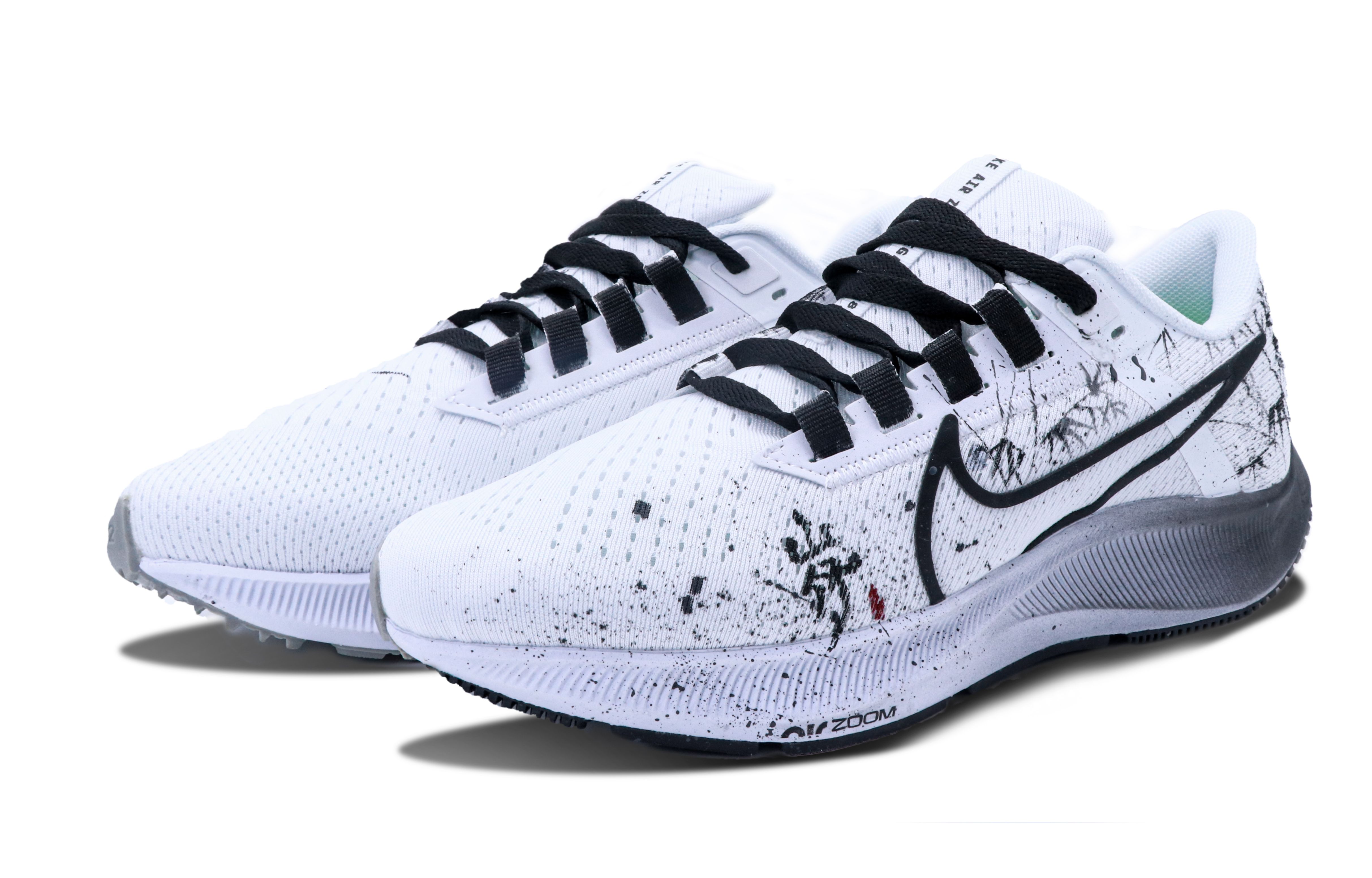 Shop [Kasut Custom] Nike Pegasus 38 'Mangosteen Hitam Putih' CW7356-100(Team147-山竹)