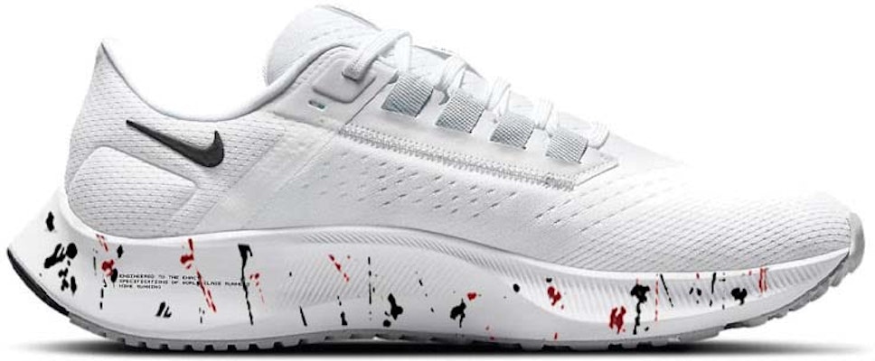 【客製化球鞋】 Nike Pegasus 38 潮流潑墨 經典紅黑防滑耐磨輕便 低筒 馬拉松跑步鞋 男款 白色 Lookbook 【客製化球鞋】 Nike Pegasus 38 潮流潑墨 經典紅黑防滑耐磨輕便 低筒 馬拉松跑步鞋 男款 白色