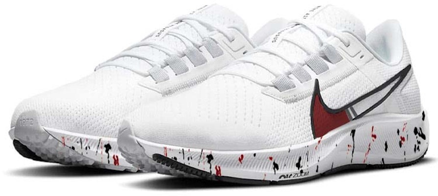 【客製化球鞋】 Nike Pegasus 38 潮流潑墨 經典紅黑防滑耐磨輕便 低筒 馬拉松跑步鞋 男款 白色 Shop 【客製化球鞋】 Nike Pegasus 38 潮流潑墨 經典紅黑防滑耐磨輕便 低筒 馬拉松跑步鞋 男款 白色