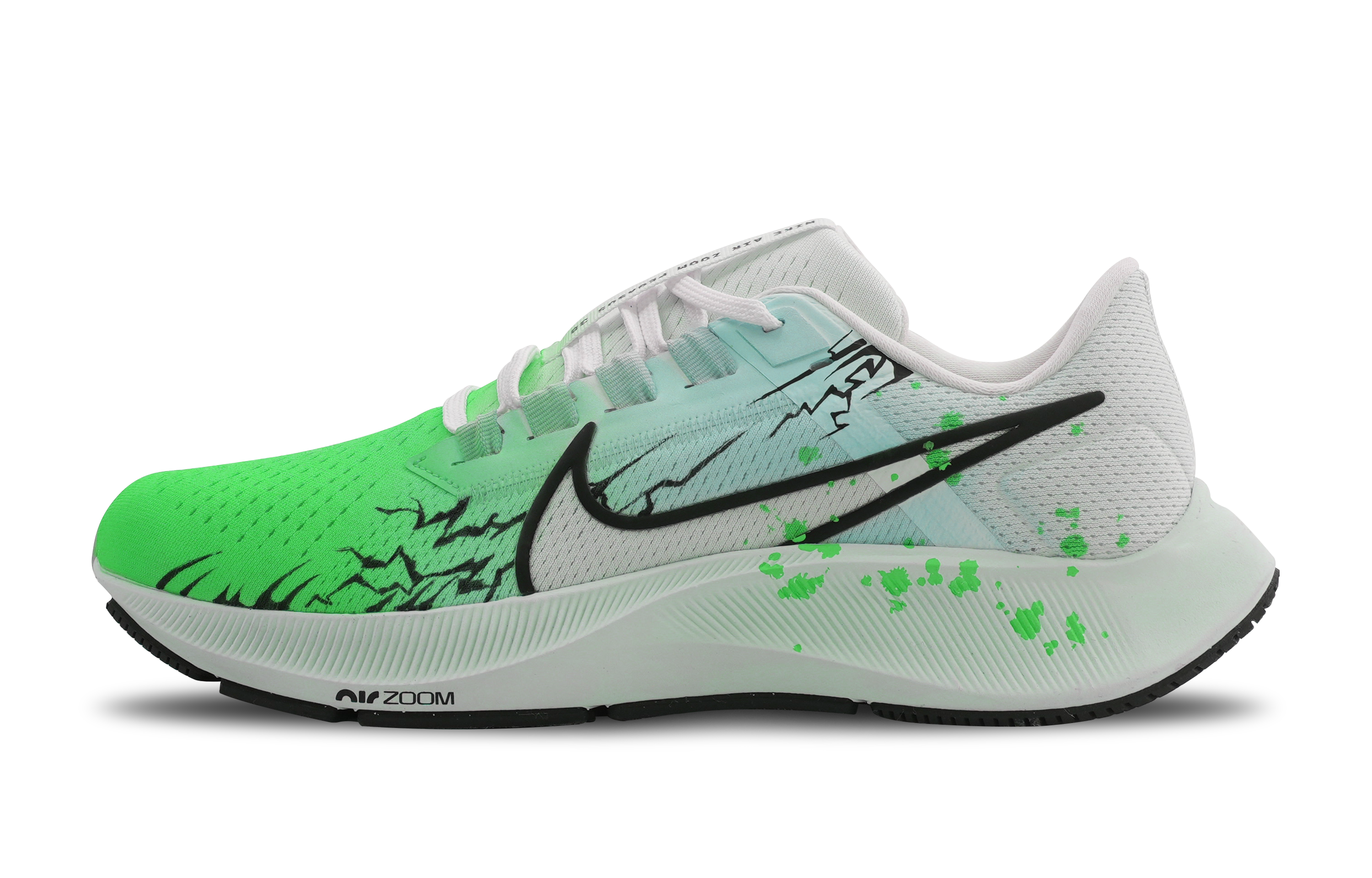 [Custom Shoes] Nike Pegasus 38 'Thunder Green Dopamine Gradient Splatter'