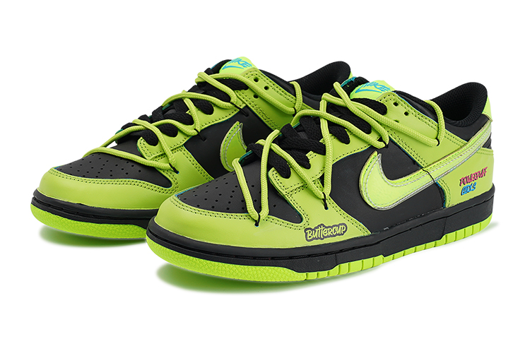 Lookbook [定制鞋] 耐克飞天小女警联名款 Dunk Low '趣莓黑绿' DV1694-900(TeamI-女款毛毛小女警K黑绿)