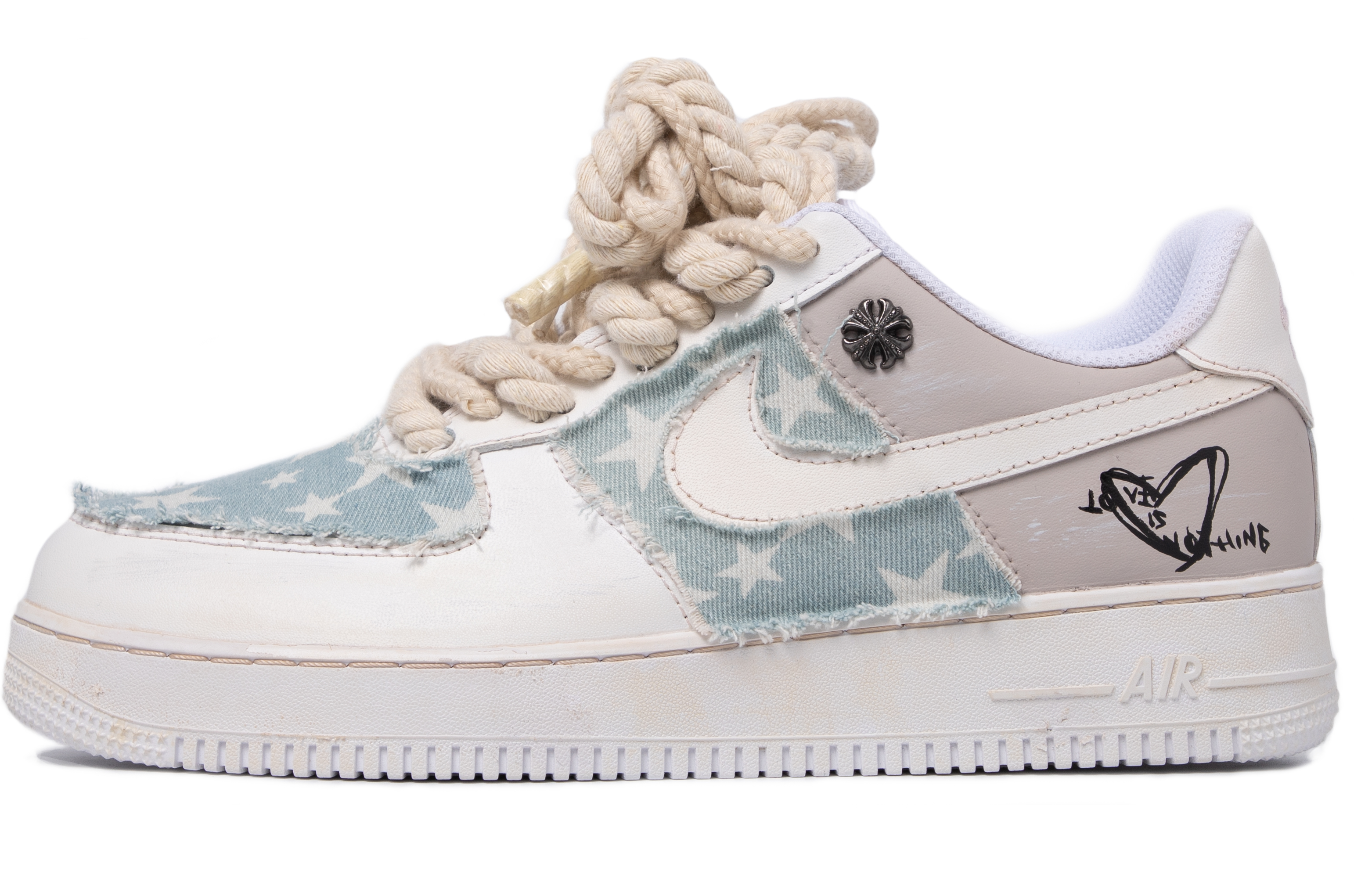 Buy [Sepatu Kustom] Nike Retro Low 'Coklat Off-White' CW2288-111(TeamM-男款复古星星牛仔米白棕)