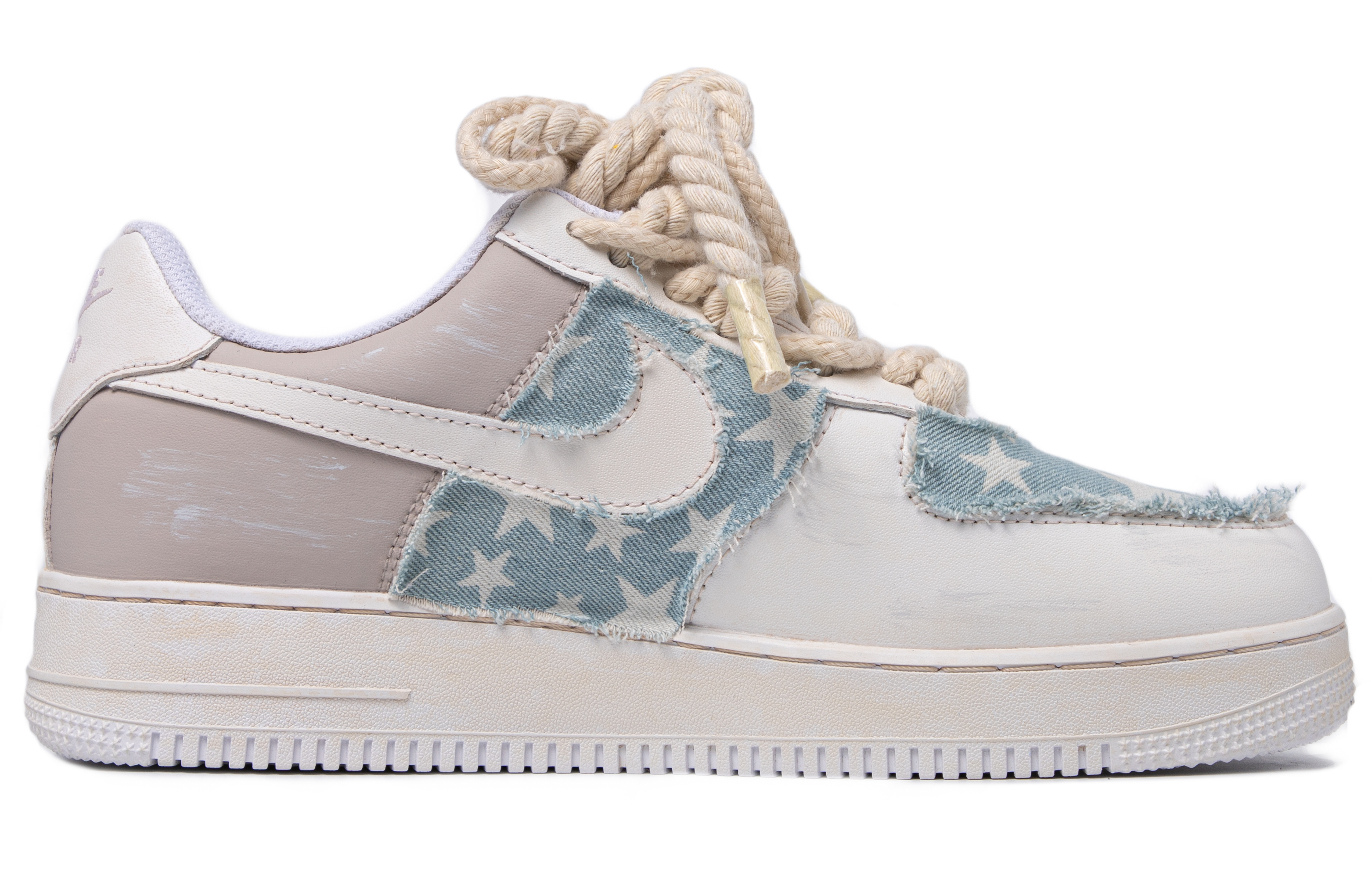 Order [Sepatu Kustom] Nike Retro Low 'Coklat Off-White' CW2288-111(TeamM-男款复古星星牛仔米白棕)