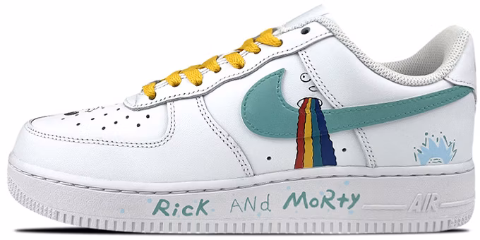 custom-shoes-nike-rick-and-morty-x-air-force-1-low-graffiti-white-green