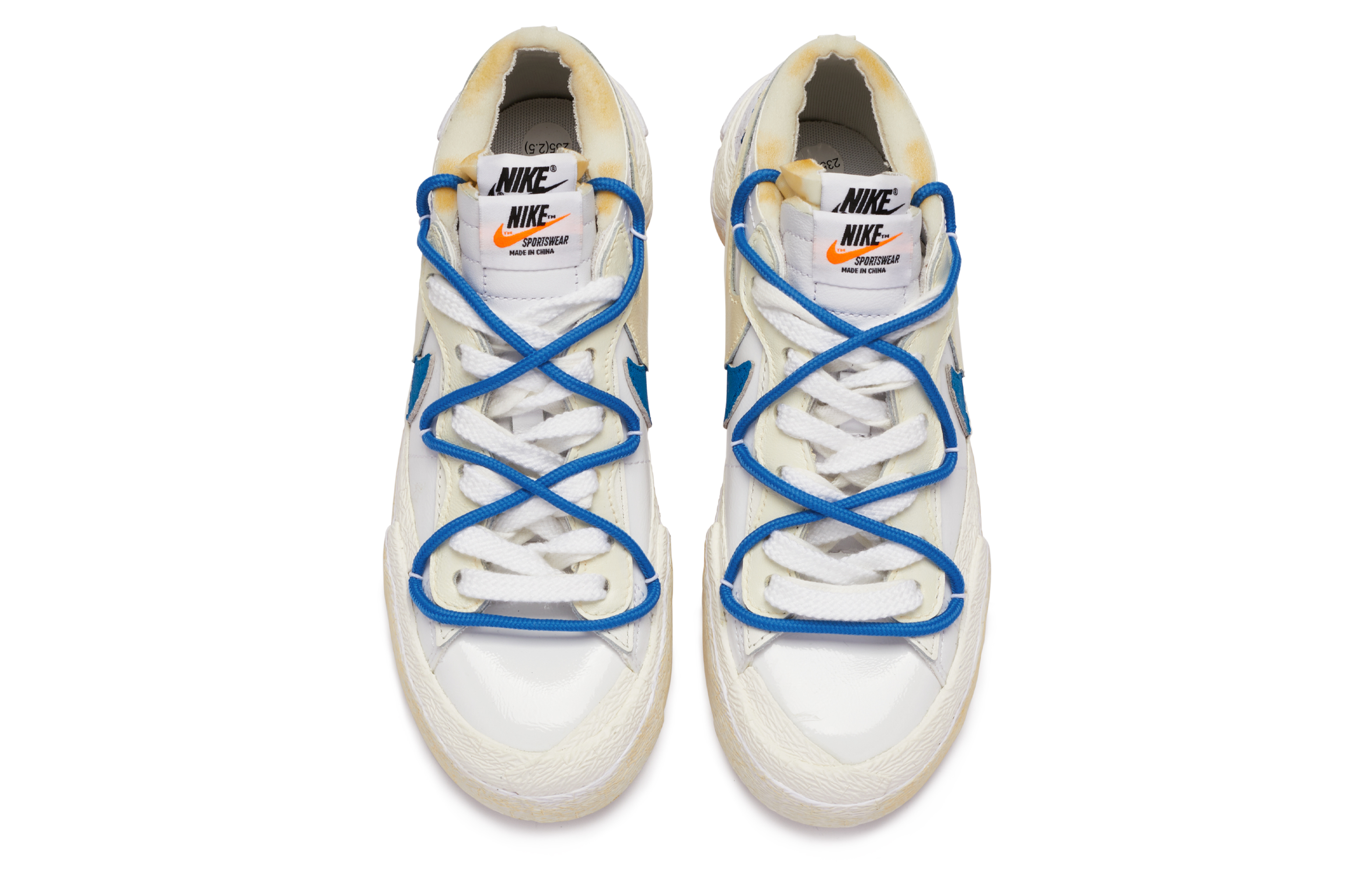 Shop [Zapatillas Personalizadas] Nike sacai x Blazer Low 'Blanco Azul Beige' DM6443-100(TeamR-角色设定男女同款)