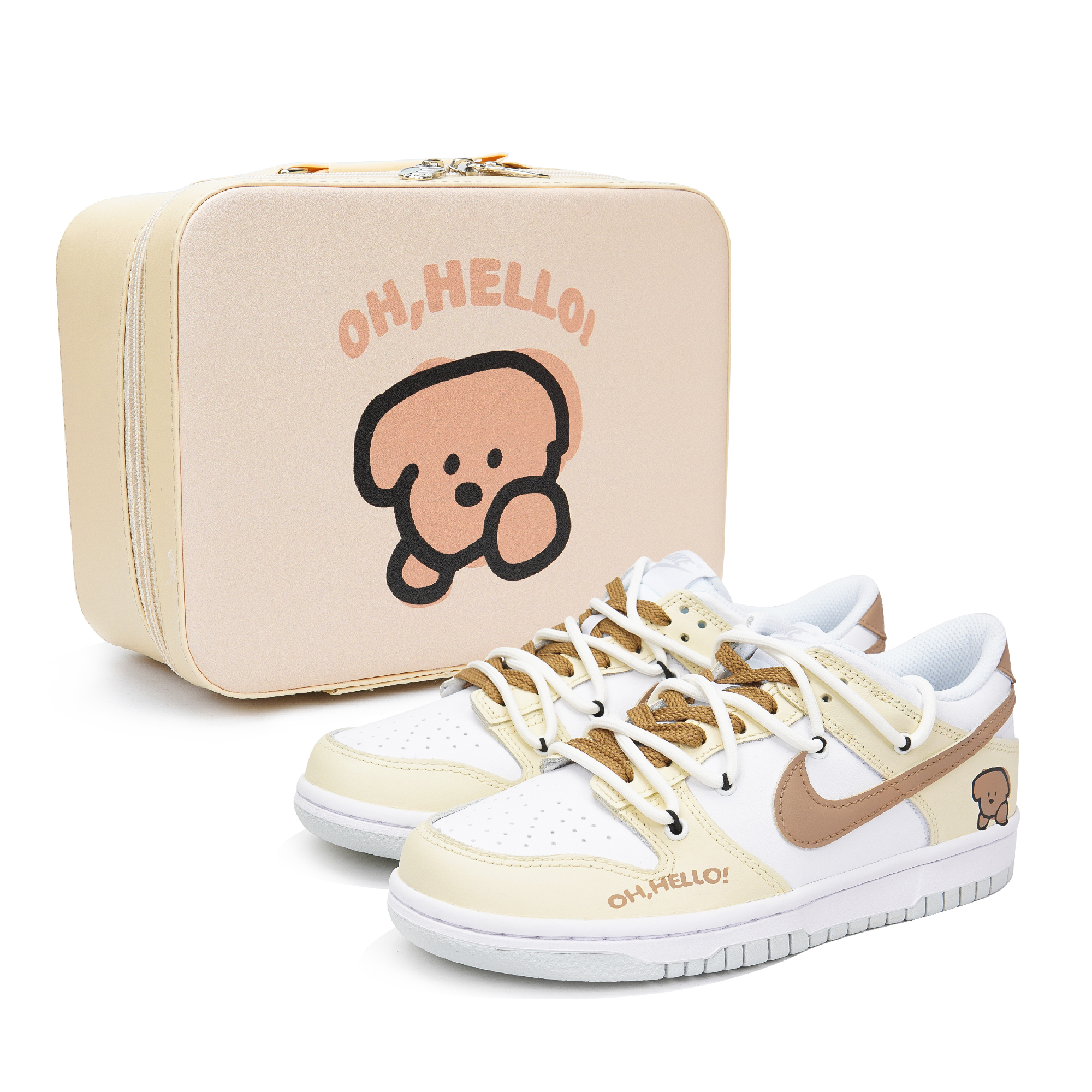 Buy 【客製化鞋款】Nike Dunk 低筒黑色 三次實驗室 多巴胺款式 哈囉小狗個性化 禮盒版  低筒 滑板鞋 GS 黃色