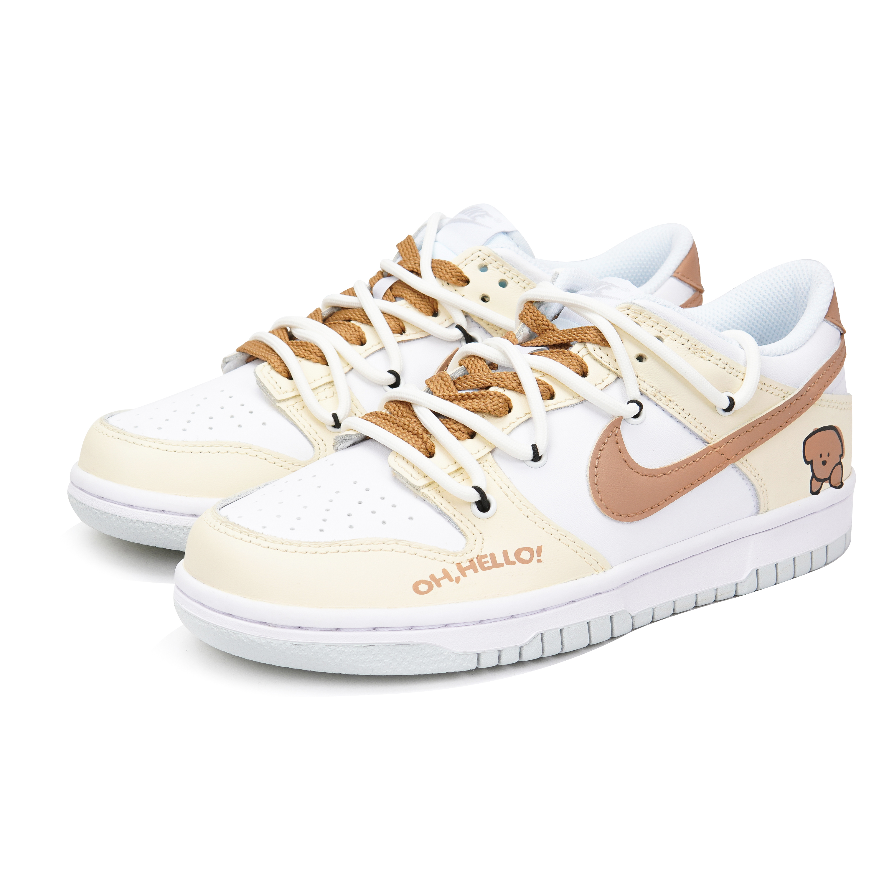 Shop 【客製化鞋款】Nike Dunk 低筒黑色 三次實驗室 多巴胺款式 哈囉小狗個性化 禮盒版  低筒 滑板鞋 GS 黃色