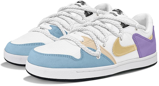 【定制球鞋】Nike SB Alleyoop 復古潮流 解構綁帶 舒適百搭 低幫 板鞋 男款 白藍紫 Lookbook 【定制球鞋】Nike SB Alleyoop 復古潮流 解構綁帶 舒適百搭 低幫 板鞋 男款 白藍紫