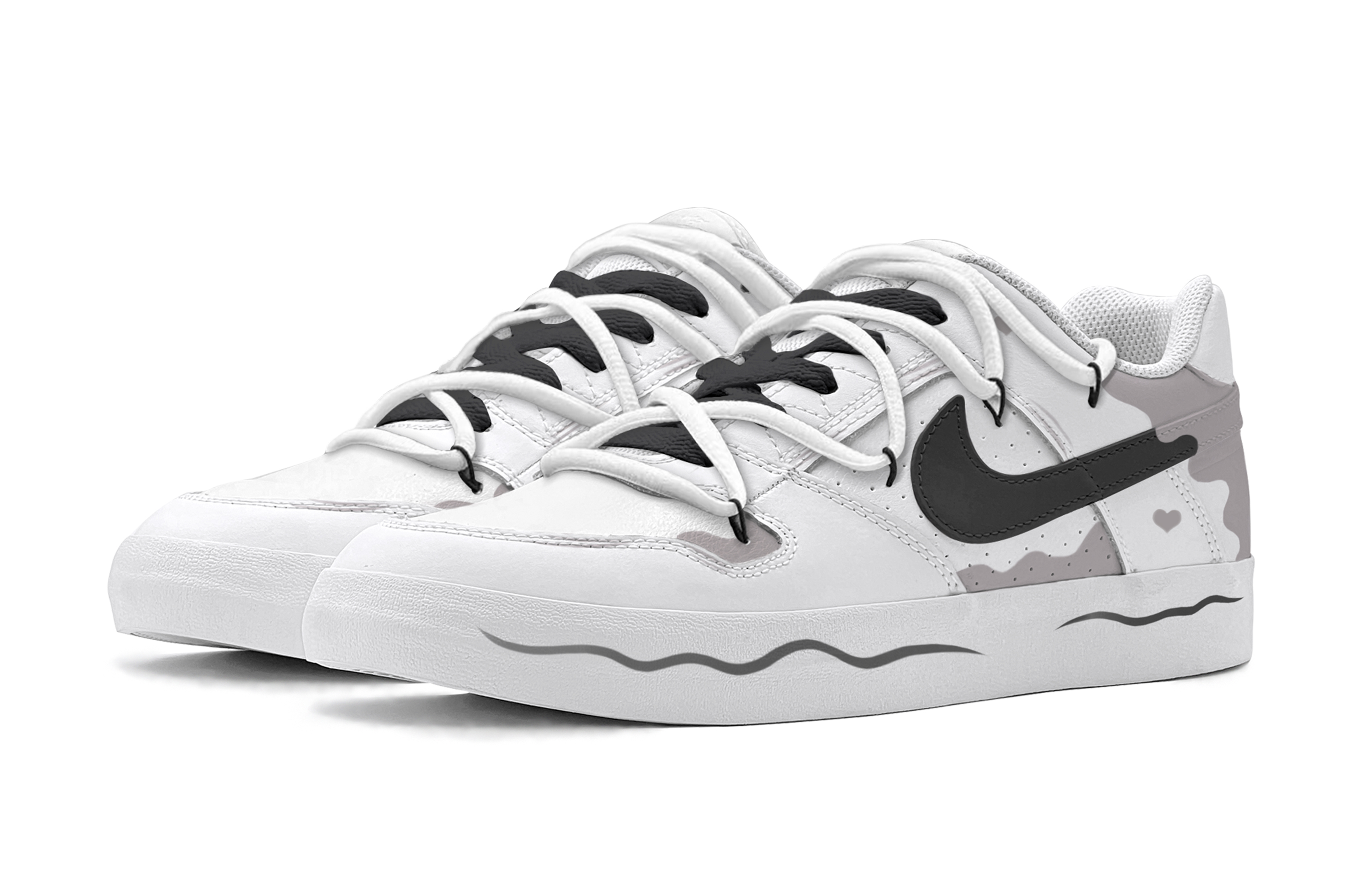 Shop [Custom Schoenen] Nike SB Delta ''Zwart Roze Golf Hart'' 942237-112(TeamS-黑粉爱心S-BOX)