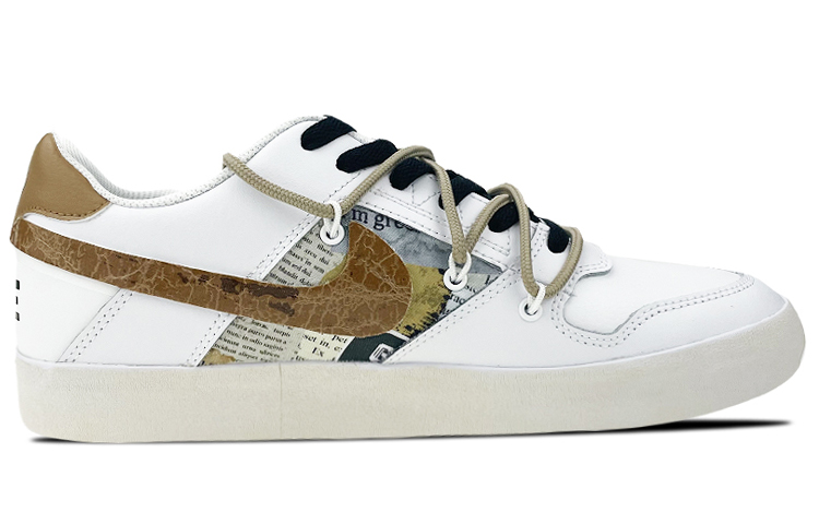 Order 【定製球鞋】Nike SB Delta whenshoes 禮盒 解構 報紙 印花 復古 做舊 低幫 板鞋 男女同款 白卡其