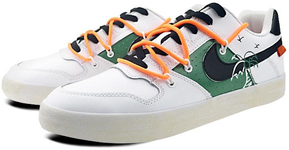 【定制球鞋】 Nike SB Delta 是在玩鞋 低幫 解構 布貼 椰樹 塗鴉剪影 做舊 低幫 板鞋 男女同款 白綠 Lookbook 【定制球鞋】 Nike SB Delta 是在玩鞋 低幫 解構 布貼 椰樹 塗鴉剪影 做舊 低幫 板鞋 男女同款 白綠